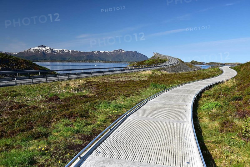 Footbridge on the Atlantic Road, Storseisund Bridge in Norway