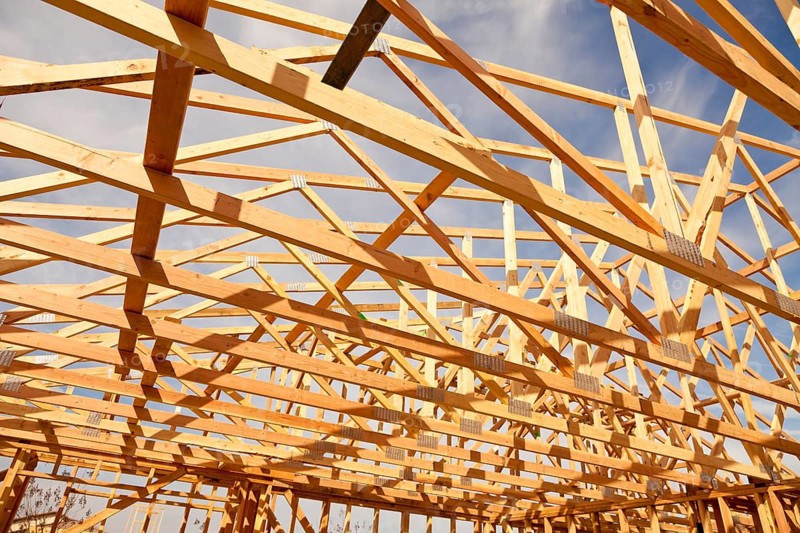 New Construction Wood Home Framing Abstract