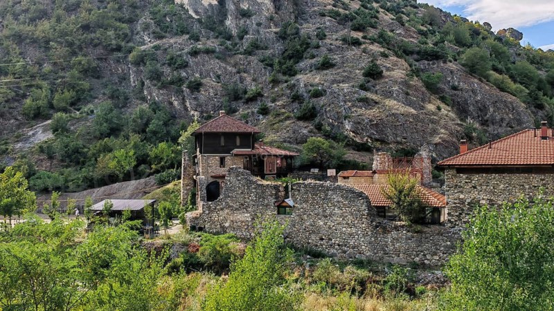 Archangel monastery, Manastir Sveti Arhandeli, in a natural mountainous environment surrounded by vegetation, Orthodox church, Prizren, Kosovo