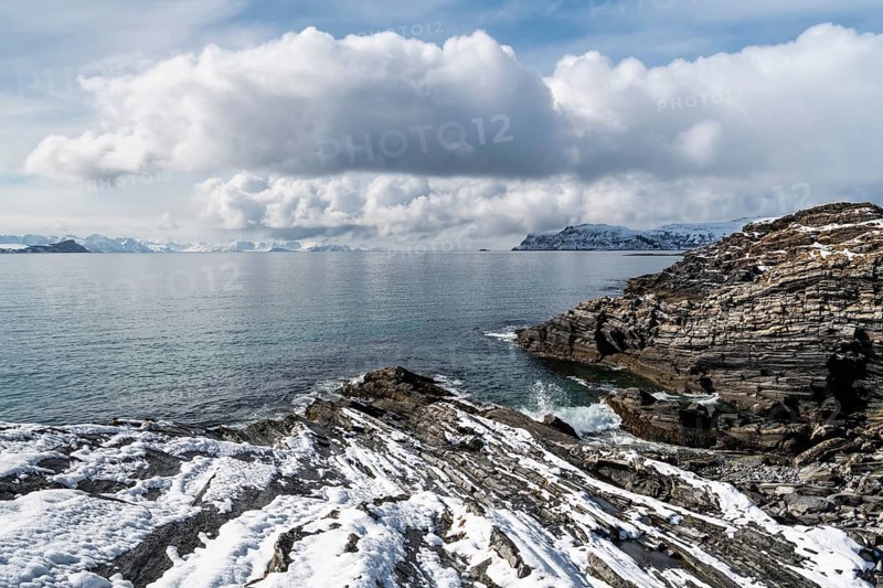 Rocky coast, Söröya, Barents Sea, Finnmark, Norway, May 2019