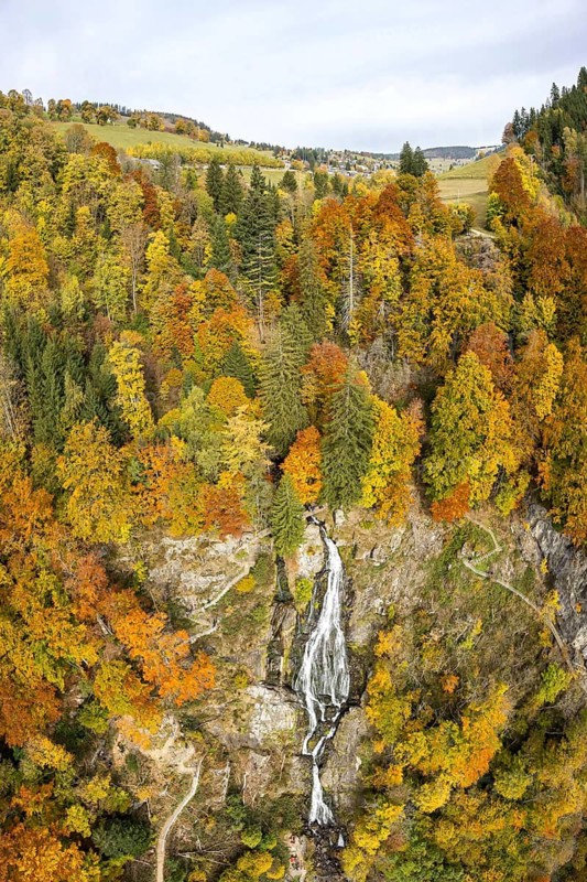 Todtnau Waterfalls multi-level waterfall in the Black Forest in autumn in Todtnau, Germany