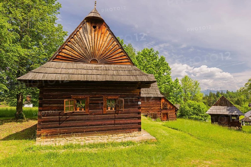 Museum of slovak village in Jahodnícky Hory, east of Martin, Slovakia. The Village Museum is the largest of its kind in Slovakia. On an area of 15.5 hectares there are143 exhibits of Slovak folk architecture from northwest Slovakia