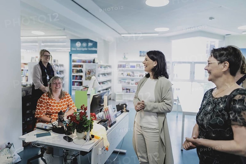 Annalena Bärbock (Alliance 90/The Greens), Federal Foreign Minister, photographed during a visit to the Danish Central Library for Southern Schleswig during the Foreign Minister's trip to Germany in Flensburg, 25 July 2024. /