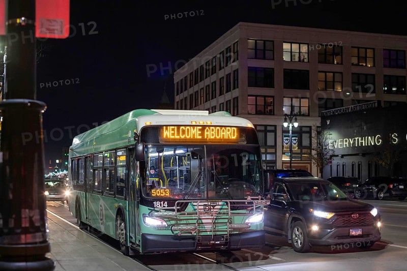 Detroit, Michigan - A Detroit city bus on Woodward Avenue.