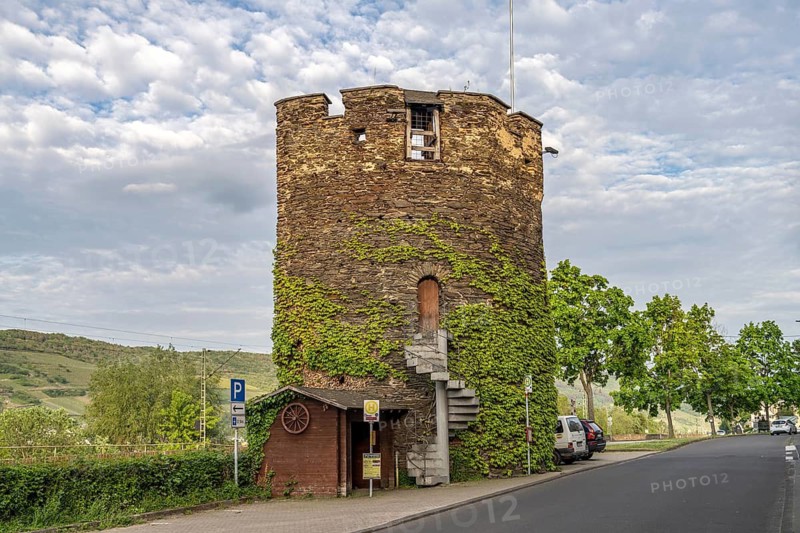 The Gothic half tower in Rheindiebach, World Heritage Site Upper Middle Rhine Valley, Oberdiebach, Rhineland-Palatinate, Germany