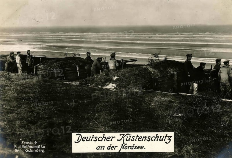 German coastal defence on the North Sea, 1914 - 1918, 1st World War, reproduction of a war postcard