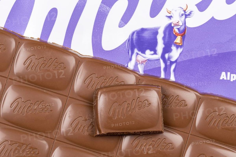 Milka chocolate bar Alpine milk chocolates with logo in Stuttgart, Germany