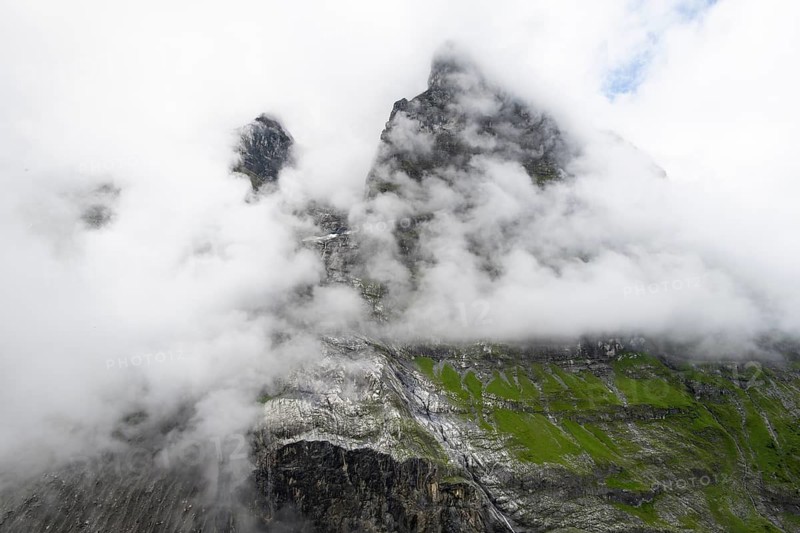 Cloudy mountain peaks, Bernese Alps, Bernese Oberland, Switzerland