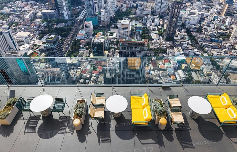 Panoramic King Power Mahanakhon the highest cityscape observation deck in Bangkok Thailand