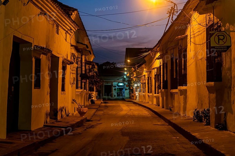 Nightshot of the Historical center of the Unesco world heritage site, Mompox, Colombia