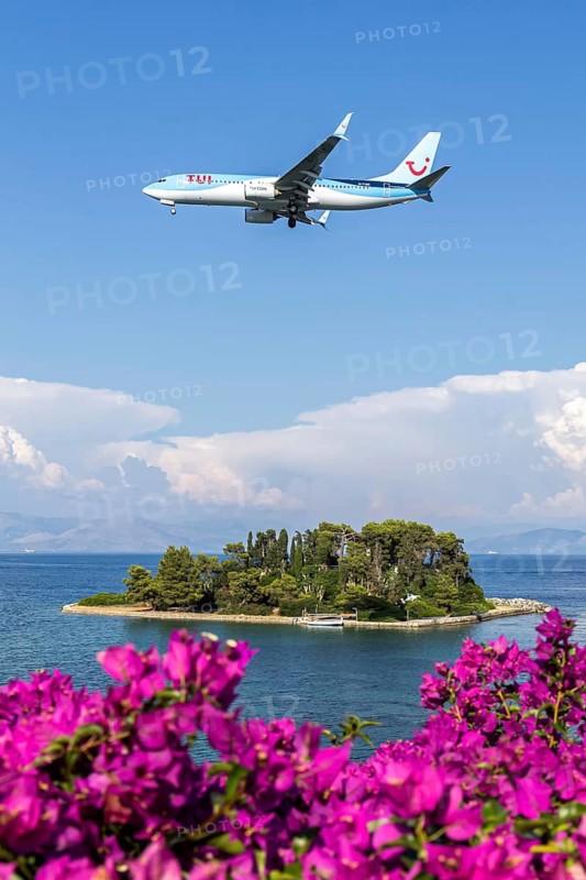 A TUI Airways Boeing 737-800 aircraft with the license plate G-TAWX at Corfu airport, Greece