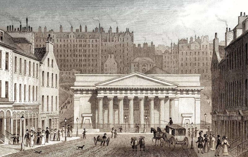 Royal Institution, from Hanover Street, Edinburgh, Scotland, 19th century, from Modern Athens by Th. H. Shepherd