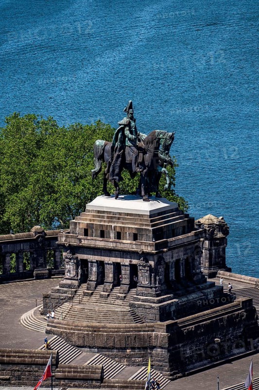 The Kaiser Wilhelm Memorial at Deutsches Eck, confluence of the Moselle with the Rhine, Rhineland-Palatinate, Germany