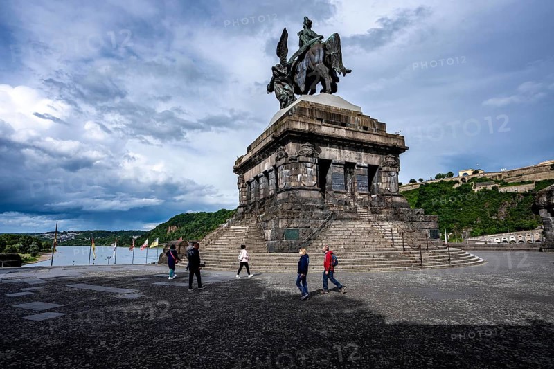 The Kaiser Wilhelm Memorial at Deutsches Eck, confluence of the Moselle with the Rhine, Rhineland-Palatinate, Germany