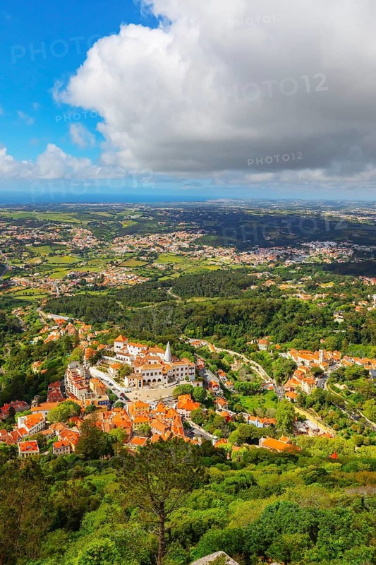 Sintra town, high angle view, Sintra, Portugal
