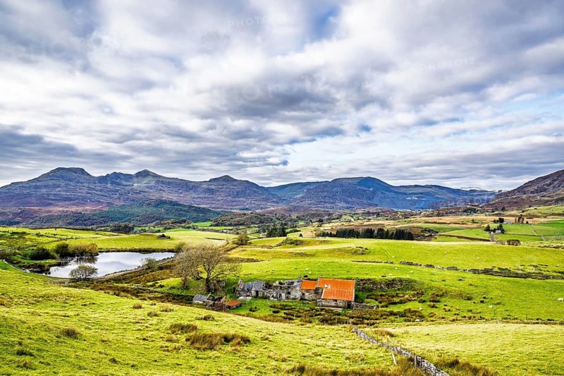 Autumn colors over Farms and Fields, Wales, UK