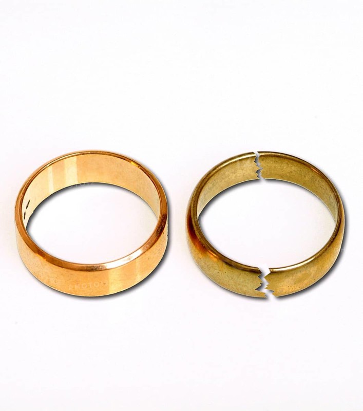 Symbolic for divorce, broken wedding rings