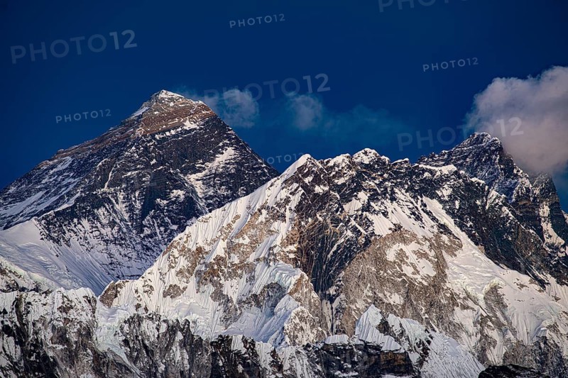 View of Mount Everest and Lhotse from Renjo La Pass, 5360 m, Solu Khumbu, Himalayas, Nepal