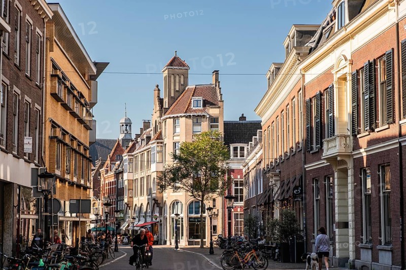 An alley with old houses in the city centre of Utrecht, Netherlands