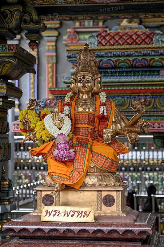 Sculpture of the Hindu god Brahma in the Sri Maha Mariamman Temple, Hindu temple, Silom Road, Bangkok, Thailand