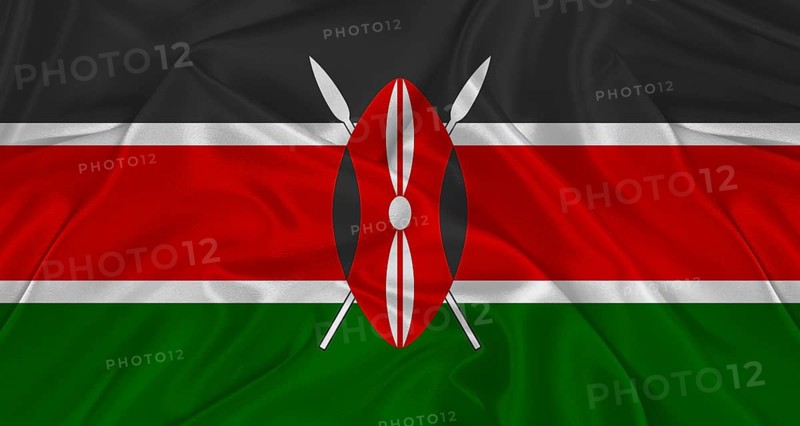 Kenyan flag with fabric texture. Realistic flag of Kenya waving, National flag