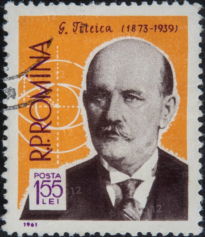 Gheorghe ?i?eica (1873-1939) was a Romanian mathematician who made important contributions to geometry. He is recognized as the founder of the Romanian school of differential geometry. Portrait on Romanian postage stamp
