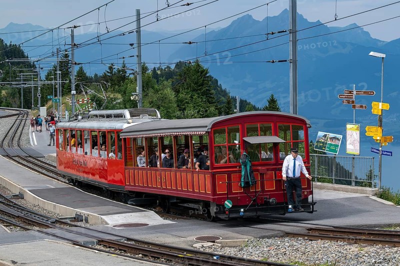 Vitznau Rigi Railway historical presentation car 1871, Rigi Staffel, Arth, Switzerland