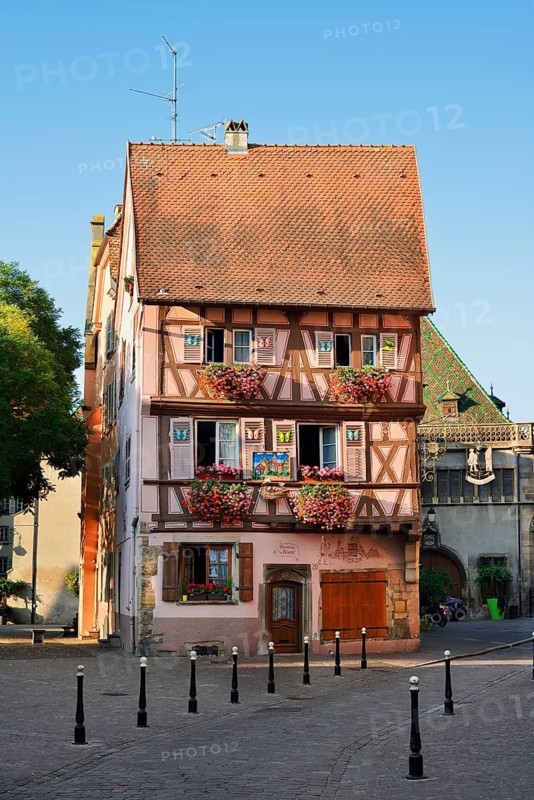 Half-timbered house house, Maison au Pelerin or Pilgrim House, Colmar, Haut-Rhin, Alsace, Grand Est, France