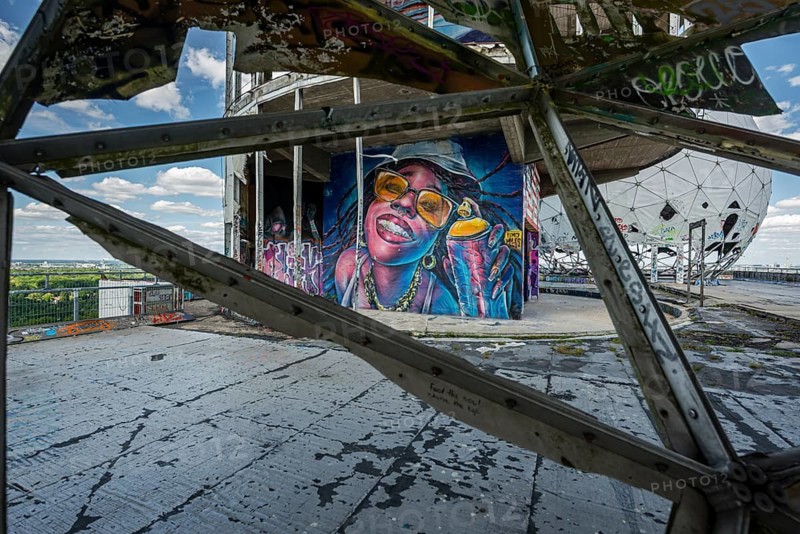 Graffiti on the former US eavesdropping facility on Teufelsberg in Grunewald, Berlin, Germany