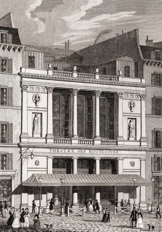 The Théâtre des Nouveautés, Paris, antique steel engraved print, 1831
