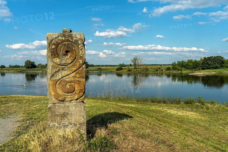 Sculpture on the Elbe in Tangermünde, Saxony-Anhalt, Germany