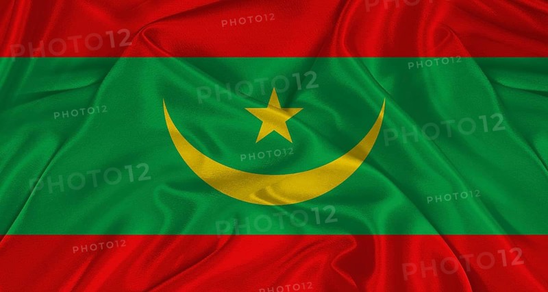 Mauritanian flag with fabric texture. Realistic flag of Mauritania waving, National flag