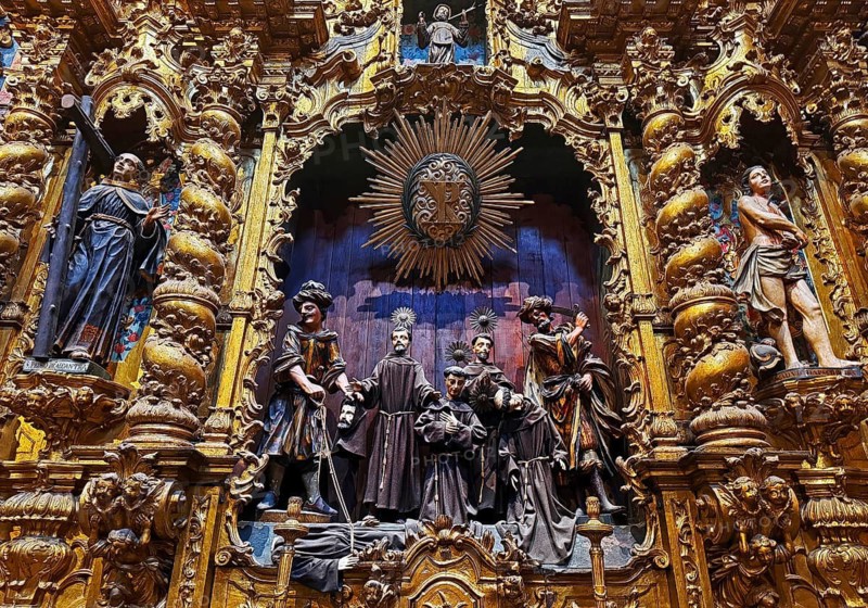 Sacred artwork, The Glorious Martyrs of Morocco, São Francisco Church, St. Francis Church, Talha Dourada, UNESCO World Heritage Site, Poto, Portugal