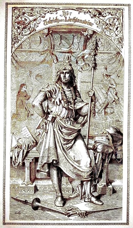 Ulrich von Liechtenstein, Lichtenstein, around 1200, 26 January 1275, was a minnesinger and poet of the Middle Ages who wrote in Middle High German, digital reproduction of an original from the 19th century