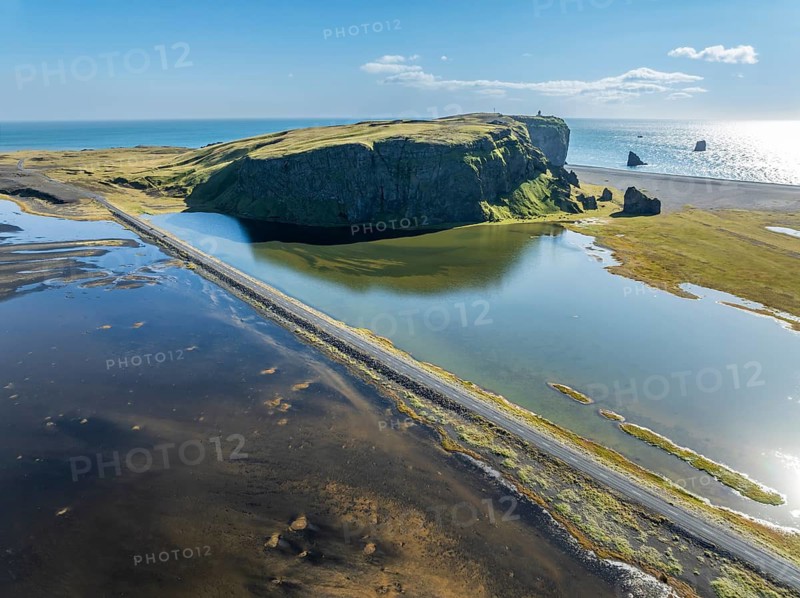 Aerial view of Cape Dyrholaey, southern coast, Iceland