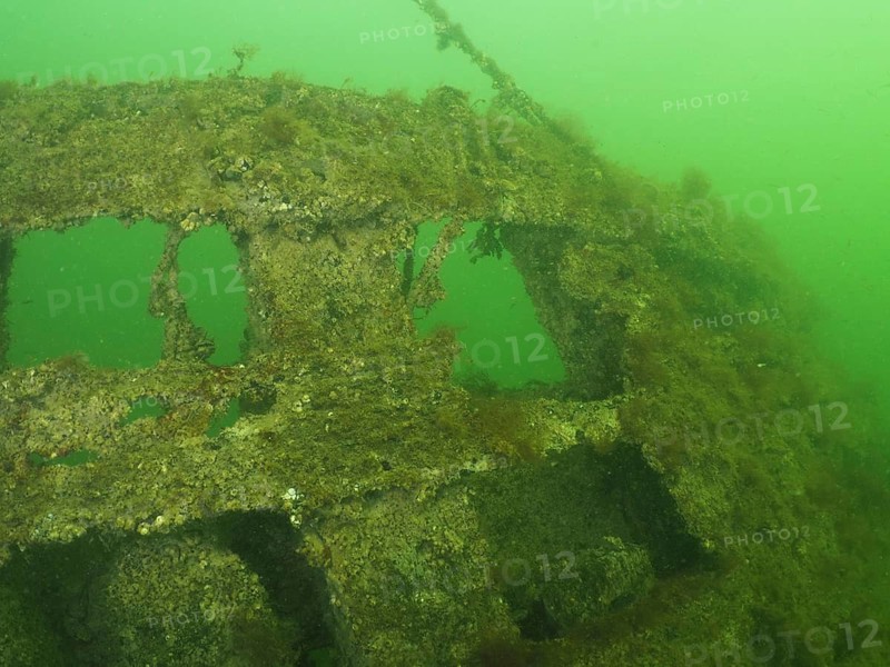 A corroded and overgrown shipwreck in a mystical underwater world, the Severn (Trubbnos) wreck dive site, Konabbsfjärden, Nynäshamn, Stockholm, Sweden