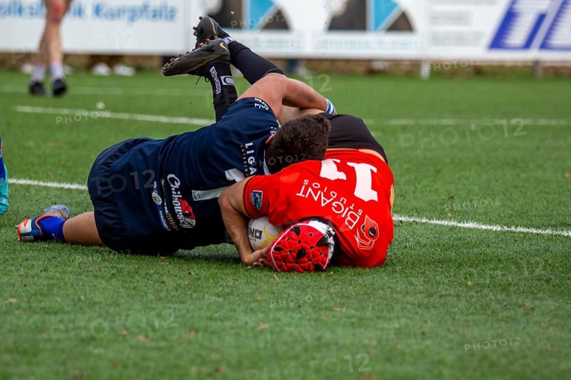 Rugby: Germany against MKS Pogon Awenta Siedlce, Poland in Heidelberg (Test match of the German national rugby team in preparation for the upcoming World Cup qualifiers. Picture: Try for Germany