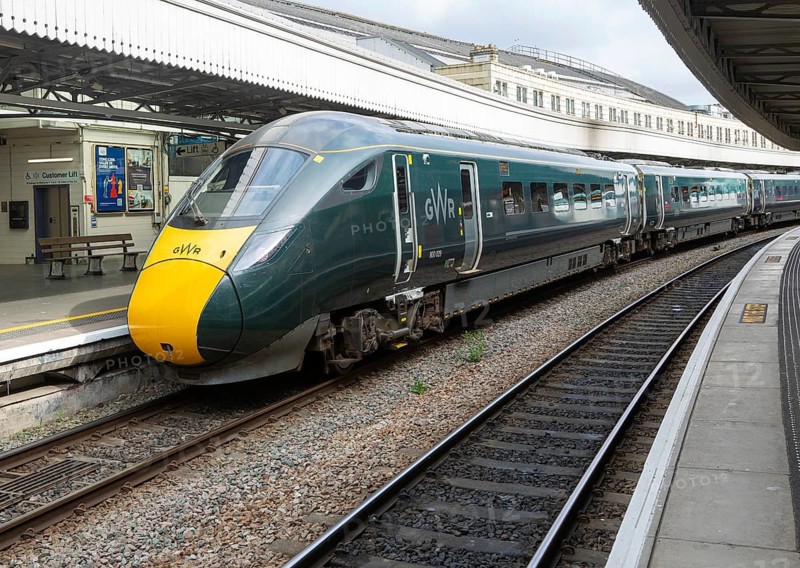 GWR British Rail Class 800 Inter City Express train at platform, Temple Meads railway station, Bristol, England, UK
