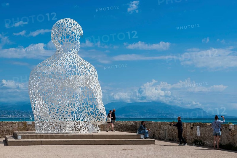 Sculpture made of letters, Le Nomade, artist Jaume Plensa, Antibes, Provence Alpes Côte d'Azur, South of France, France