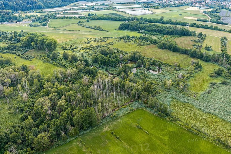 Landscape near Bodman-Ludwigshafen near Lake Constance. aerial view. Bodman-Ludwigshafen, Baden-Württemberg, Germany