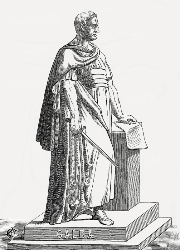 Galba, Servius Sulpicius Galba Caesar Augustus, 3 BC – 69 AD, Roman emperor for seven months from 68 to 69