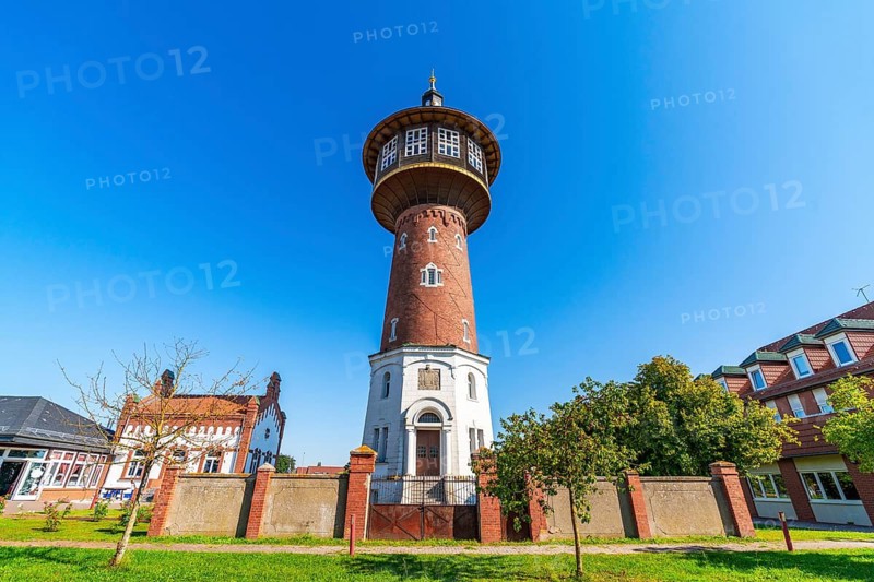 Historic waterworks and water tower, today the headquarters of the tower hotel, Schwedt an der Oder, Uckermark, Brandenburg, Germany