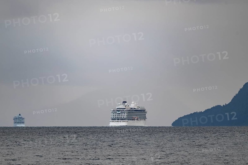 Cruise ships in fjords near Ålesund or Alesund, Møre og Romsdal county, Norway
