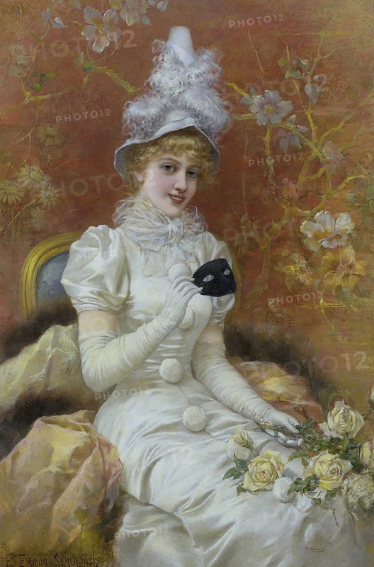 Unmasked Beauty, painting by Émile Eisman-Semenowsky, French painter of Polish descent, 1853-1918, Historic, digitally restored reproduction of a 19th century original, exact date unknown