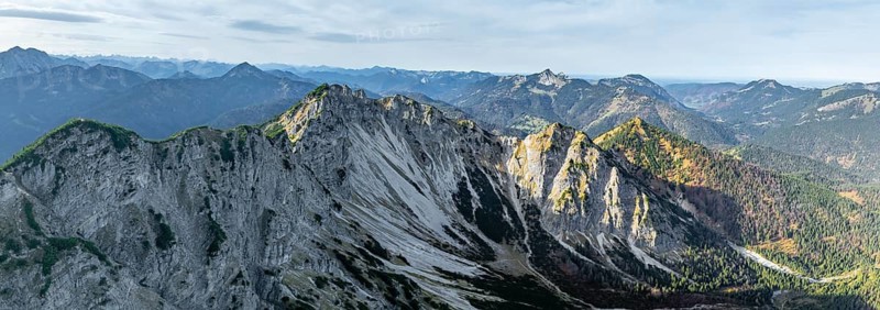 Aerial view, summit and degree, Bayrischer Schinder, Tegernsee mountains in the Mangfall mountains, Germany