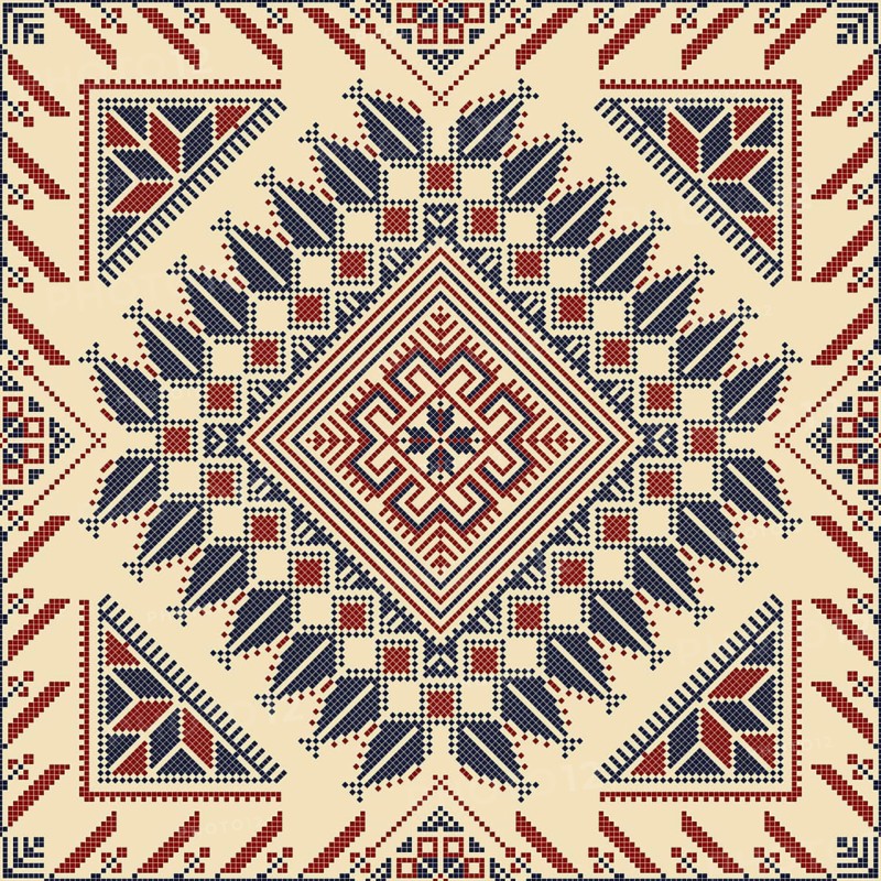 Embroidery Tatreez pattern, Palestinian fashion vector ornament