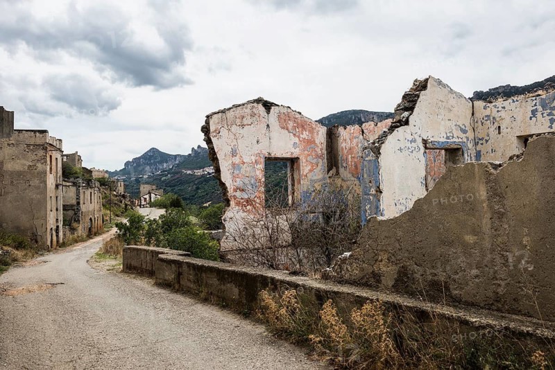 Village destroyed by a flood disaster, lost place, Gairo vecchio, Lanusei, Tortolì, Province of Ogliastra, Sardinia, Italy