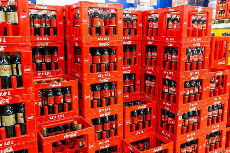 February 2024: Coca-Cola crates in the supermarket