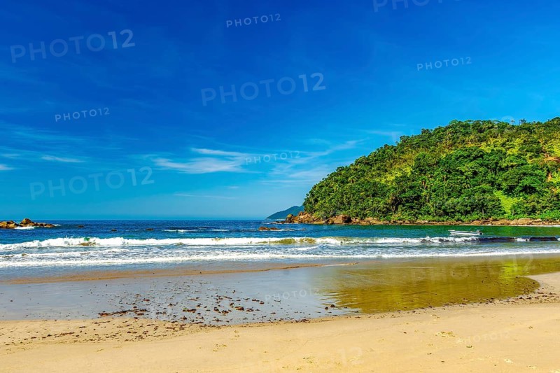 Wild Castelhanos beach on the island of Ilhabela on the north coast of Sao Paulo, Ilhabela, Sao Paulo, Brazil