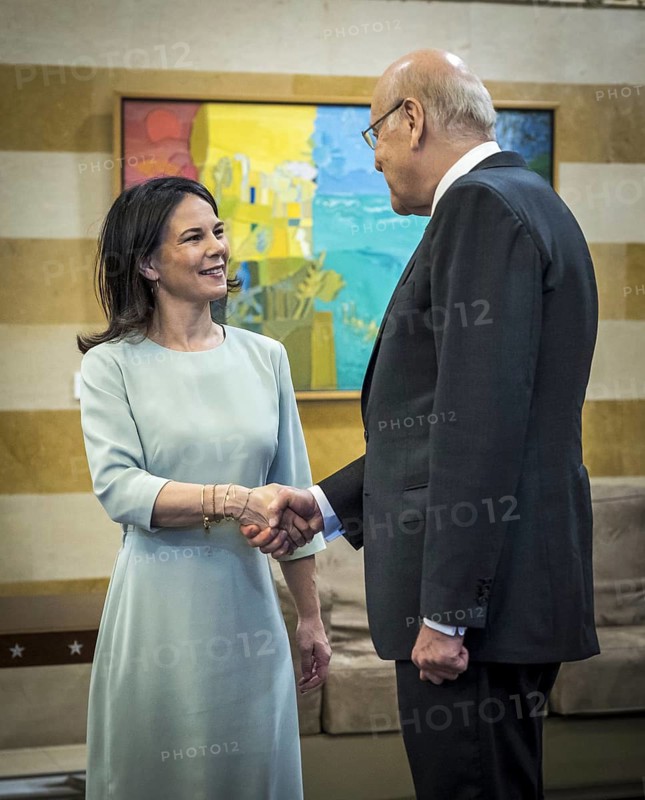 Annalena Bärbock (Alliance 90/The Greens), Federal Foreign Minister, pictured during her trip to Lebanon. This is a meeting with the Lebanese Prime Minister Najib Mikati in Beirut.